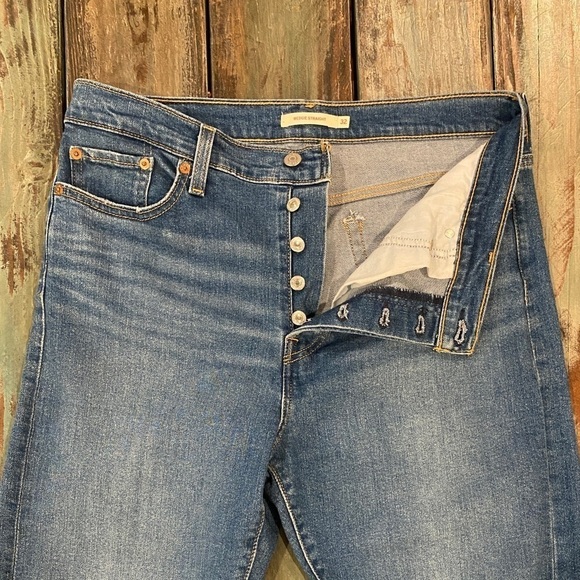 Levi’s 32 (14/15) Wedgie Straight Jeans Button Fly Stretch Womens High Rise - Picture 5 of 16